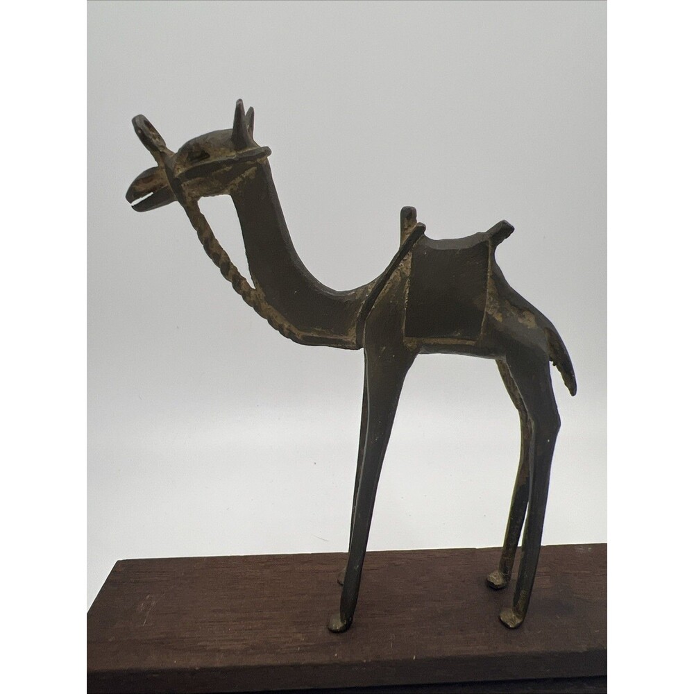 Vtg Brutalist MCM Brass Camel Sculpture Figure Statue Art Modernist Hard To Find